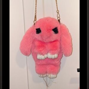 Pink Plush Crossbody Bunny Bag
